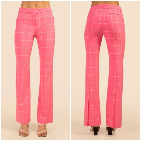 💕TRINA TURK💕 Carillo Pant ~ Windowpane Tropical Suiting Candy Pink 14 NWT - Picture 1 of 16